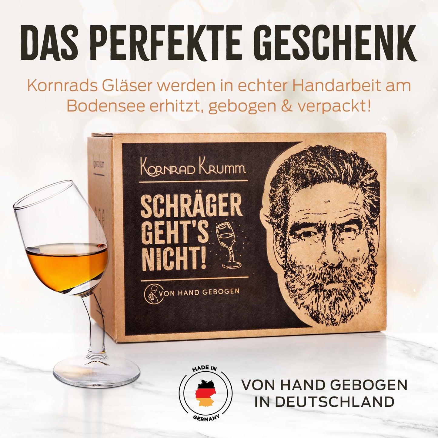 Kornrad Krumm - Schräger geht's nicht | Schnapsgläser-Set mit Sti(e)l